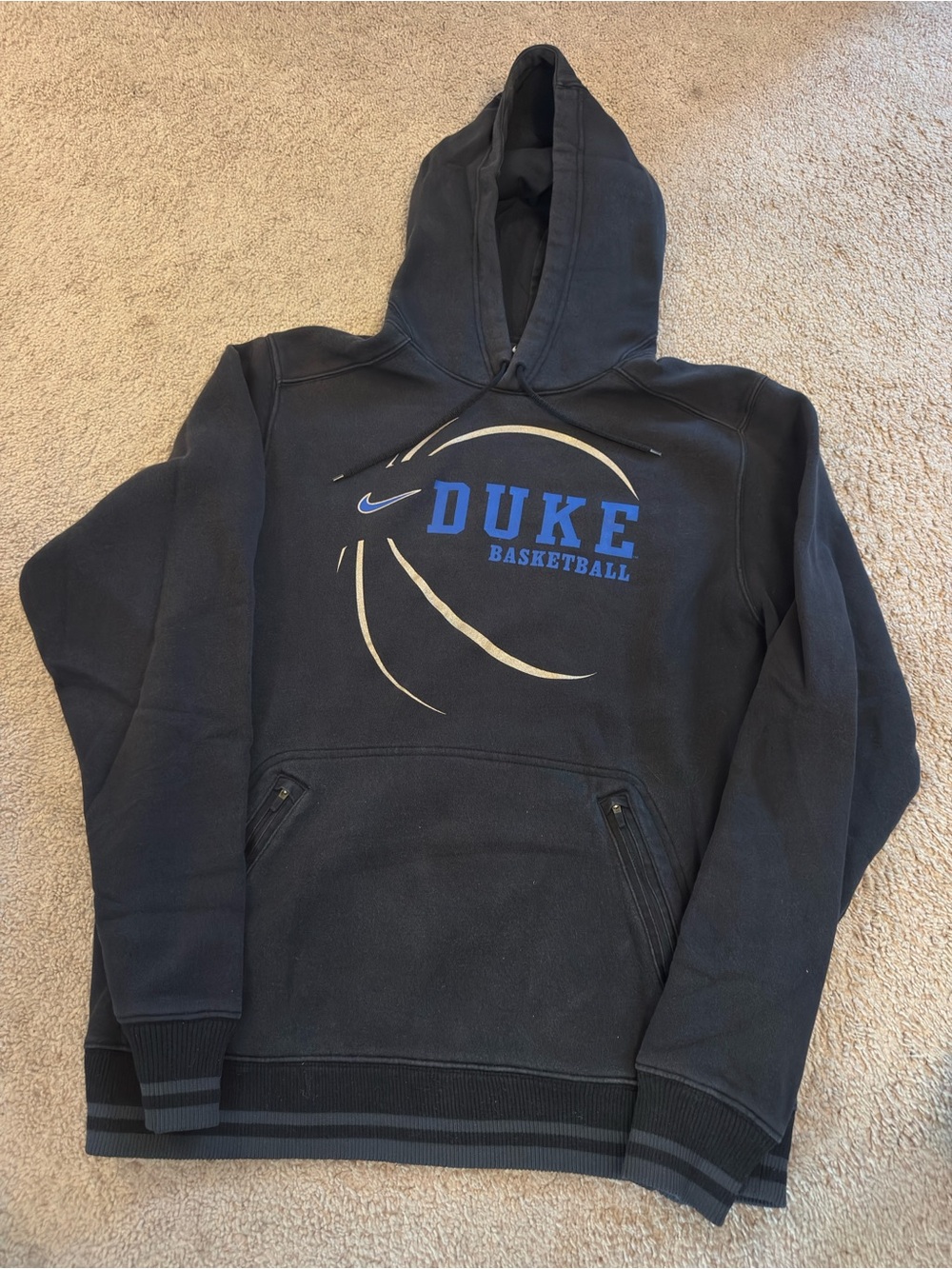 Vintage Large Nike Duke Basketball Black Hoodie with Blue Logo
